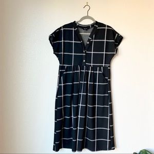 ROOLEE Black Grid Midi Dress